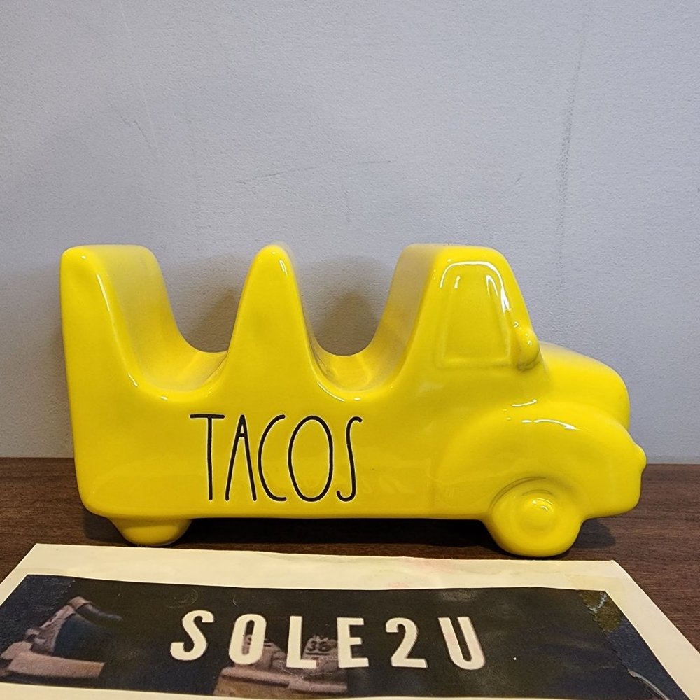 Rae Dunn Taco Truck Taco Holder 2 Slots Brand New Yellow